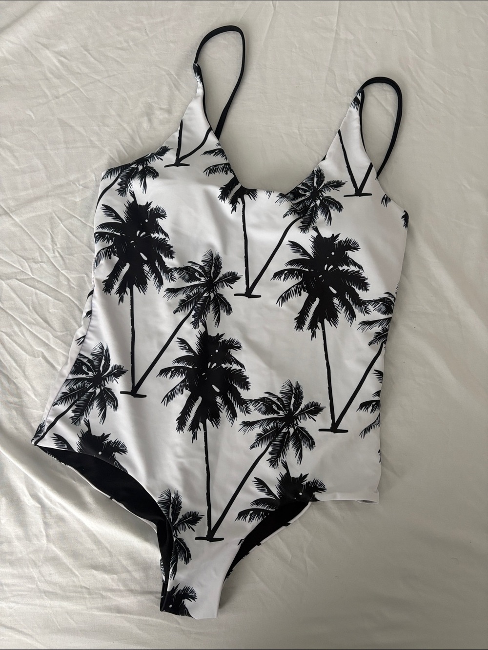 PatPat Black & White Palm-Print  One-Piece Bodysuit